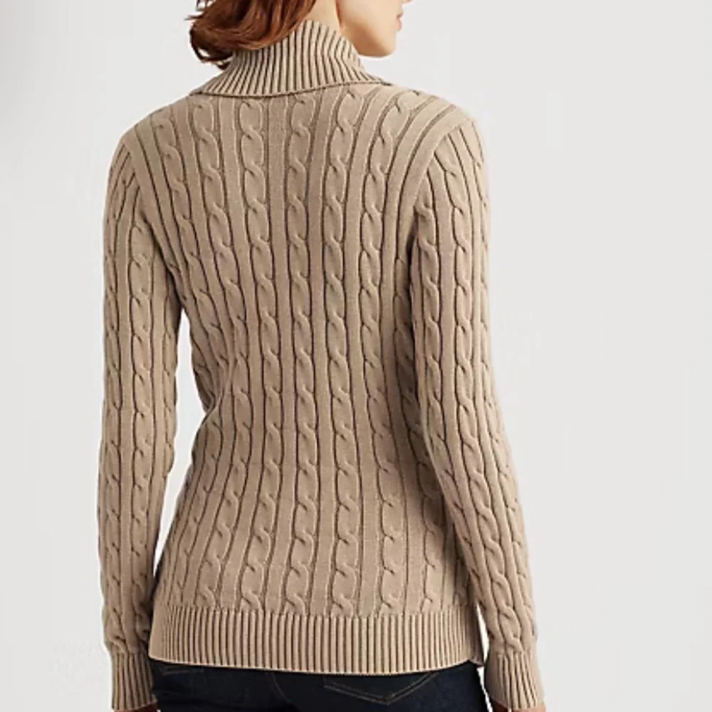 Lauren Ralph Lauren Cream Cable Knit Shawl Collar Buckle Sweater XS Old Money - Picture 3 of 11